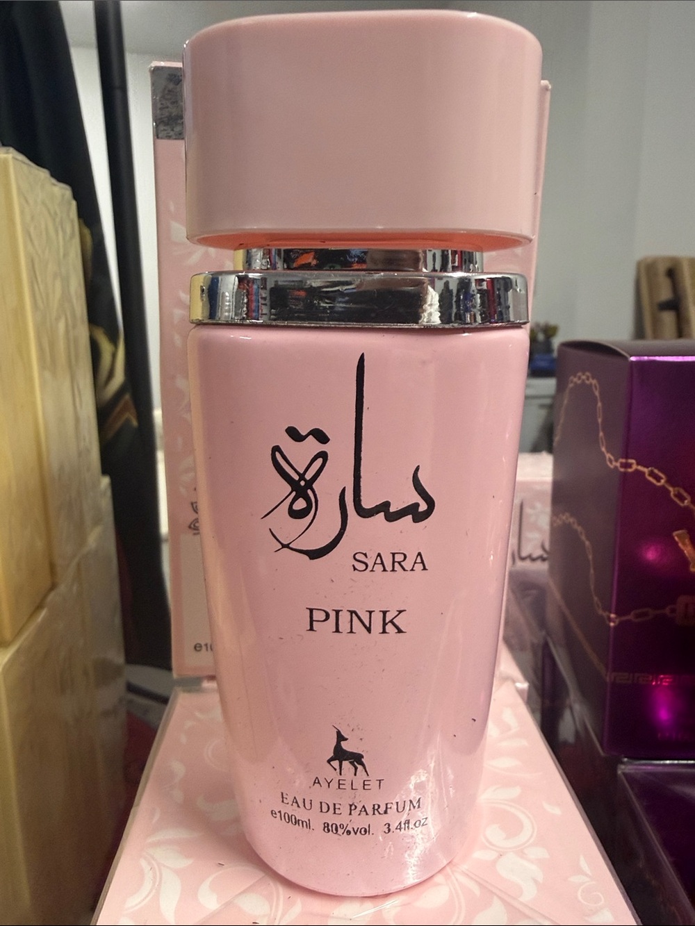 Sara Pink Glossy Eau de Parfum Bottle